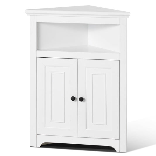 VEVOR Gabinete de Almacenamiento de Esquina de 32 Pulgadas, pequeño clóset de Almacenamiento de 3 Niveles con 2 Puertas de Madera y estantes Ajustables, clóset de Cocina no Empotrado para Sala de