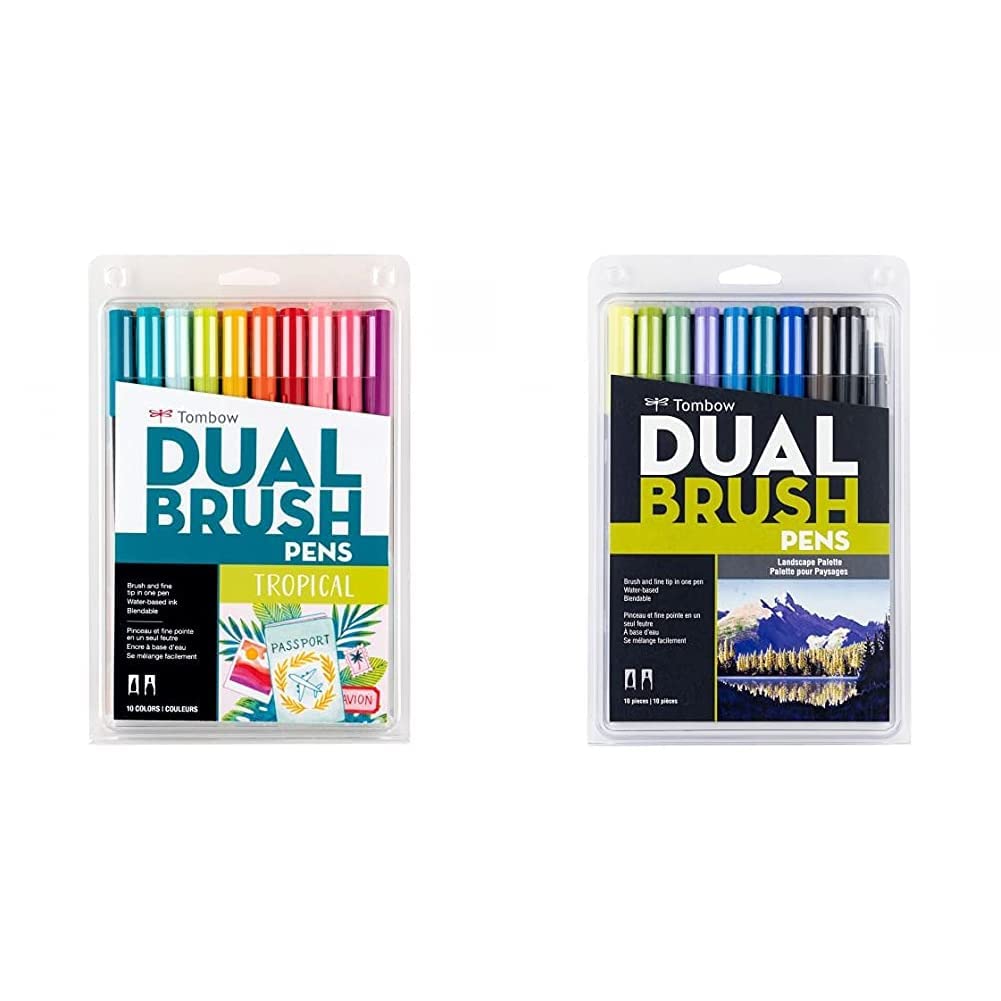 Tombow Dual Brush Pen Marcadores Artísticos de Doble Punta - Tropical - 10 unidades - Marcadores artísticos + Marcadores