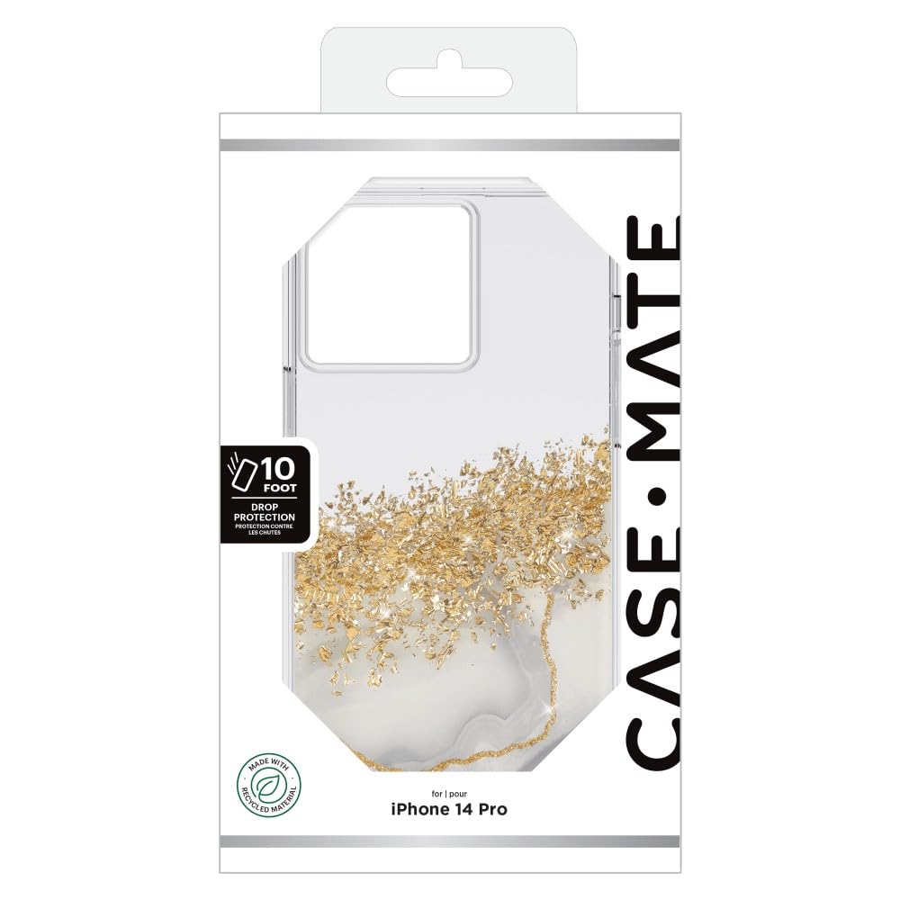 Case-Mate iPhone 14 Pro Case - Karat Marble [10FT Drop Protection] [Wireless Charging Compatible] Luxury Cover with Cute Bling Sparkle for iPhone 14 Pro 6.1", Anti-Scratch, Shock Absorbent, Slim Fit