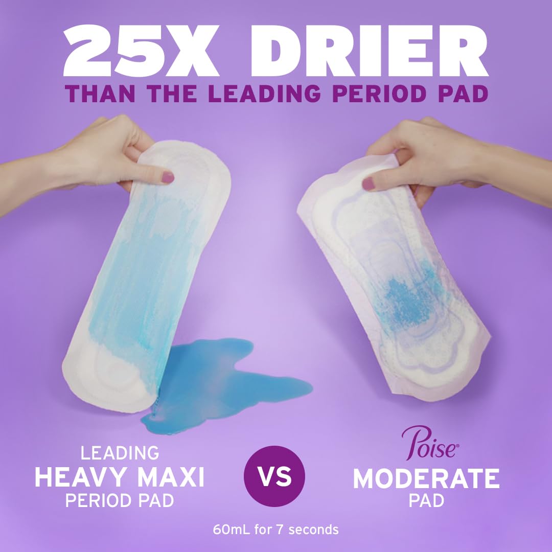 Poise Incontinence Pads, Light Absorbency, Long, 24 Count