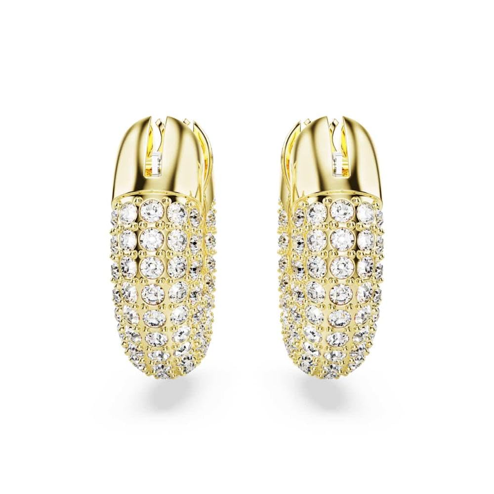 Swarovski Aretes de aro Dextera, Pequeños, Blancos, Baño tono oro
