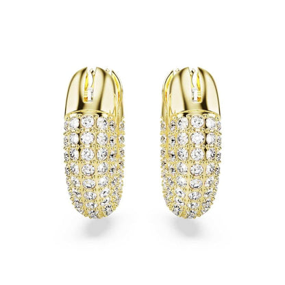 Swarovski Aretes de aro Dextera, Pequeños, Blancos, Baño tono oro