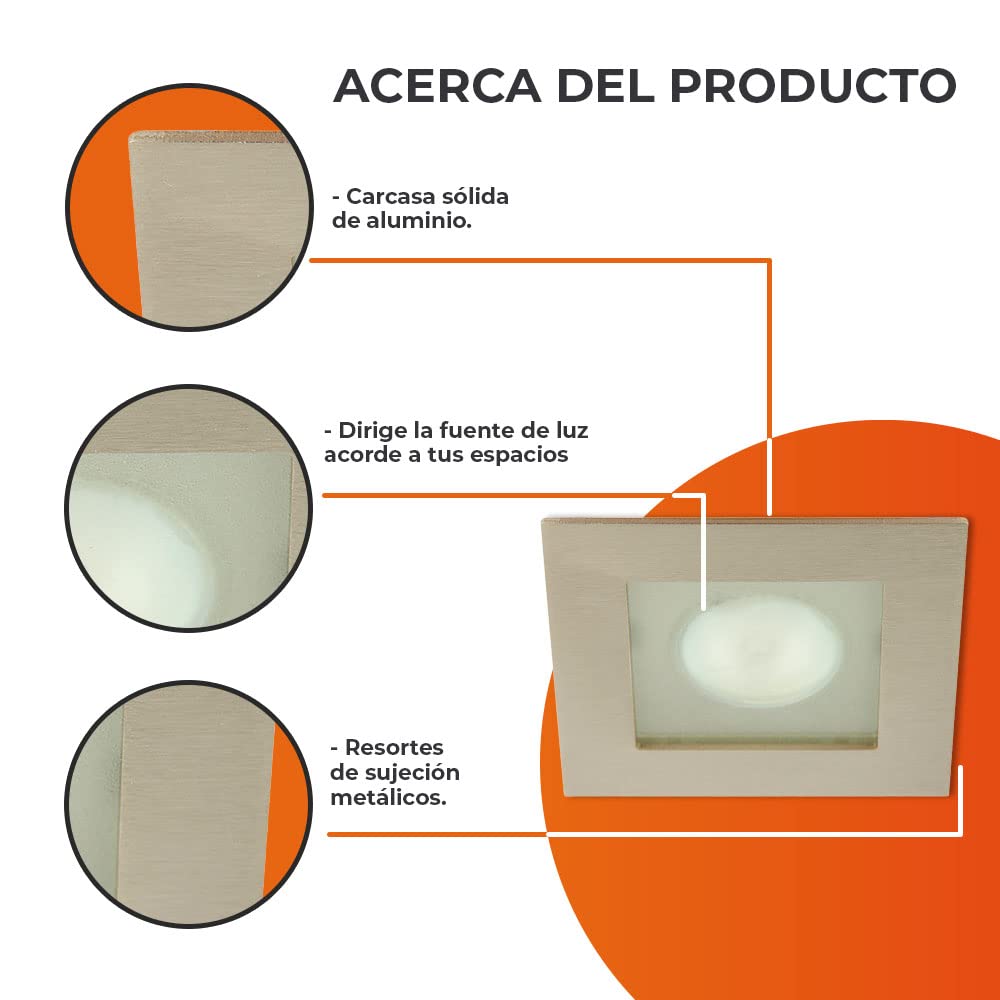 Tecnolite Lámpara Downlight Empotrable, Potencia Máx. 50 W, Base GY6.35, Foco JCD no incluido