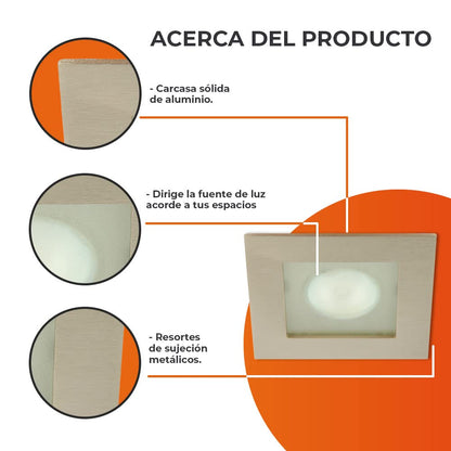 Tecnolite Lámpara Downlight Empotrable, Potencia Máx. 50 W, Base GY6.35, Foco JCD no incluido