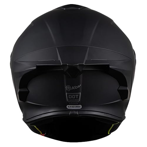 KOV Casco Buster Integral Negro Mate Deportivo ALERON AERODINAMICO para Moto Certificado Dot