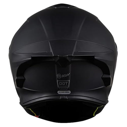 KOV Casco Buster Integral Negro Mate Deportivo ALERON AERODINAMICO para Moto Certificado Dot