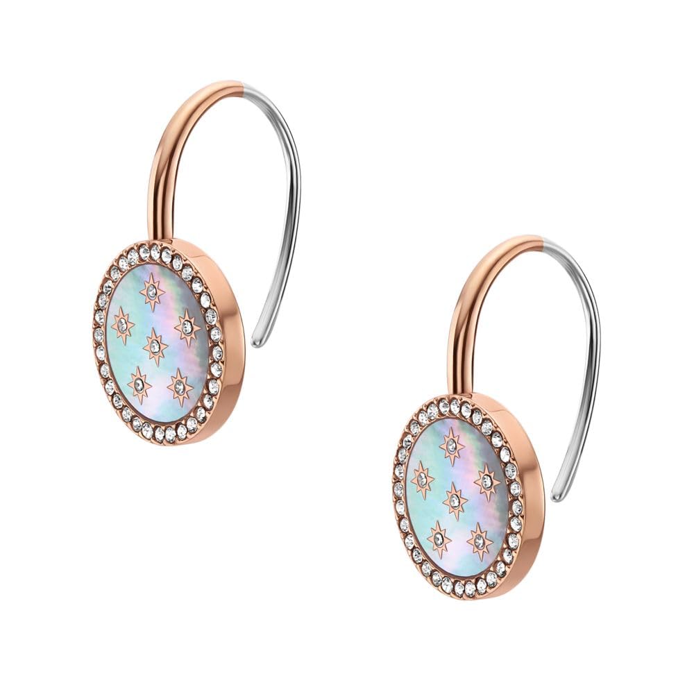 Aretes Fossil JF04938791 Merrit de acero inoxidable en tono oro rosa para mujer