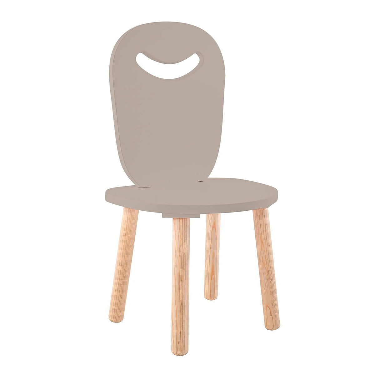 DUDUK Silla Moderna Infantil de Madera con Agarradera - Gris obscuro