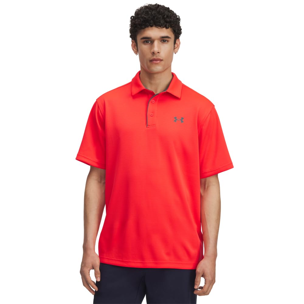 Under Armour Tech Polo de Golf para Hombre - Racer Red - Pitch Gray - Talla única