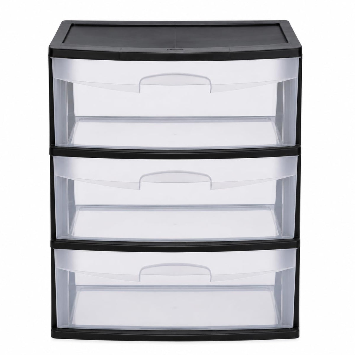 Italhome Cajonera RINO 3 de Plástico 3 Cajones Grandes Transparentes, Organizador Multiusos para Hogar y Oficina, Mueble Resistente, Color Negro