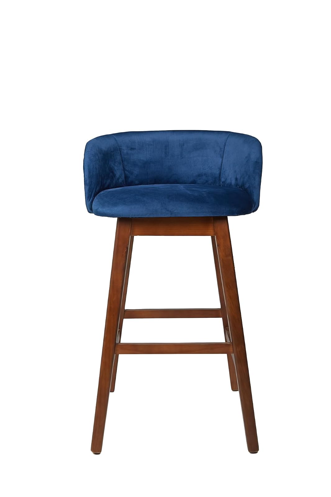 Sochic Banco Alto con Asiento Tapizado en Terciopelo Azul. Estructura de Madera