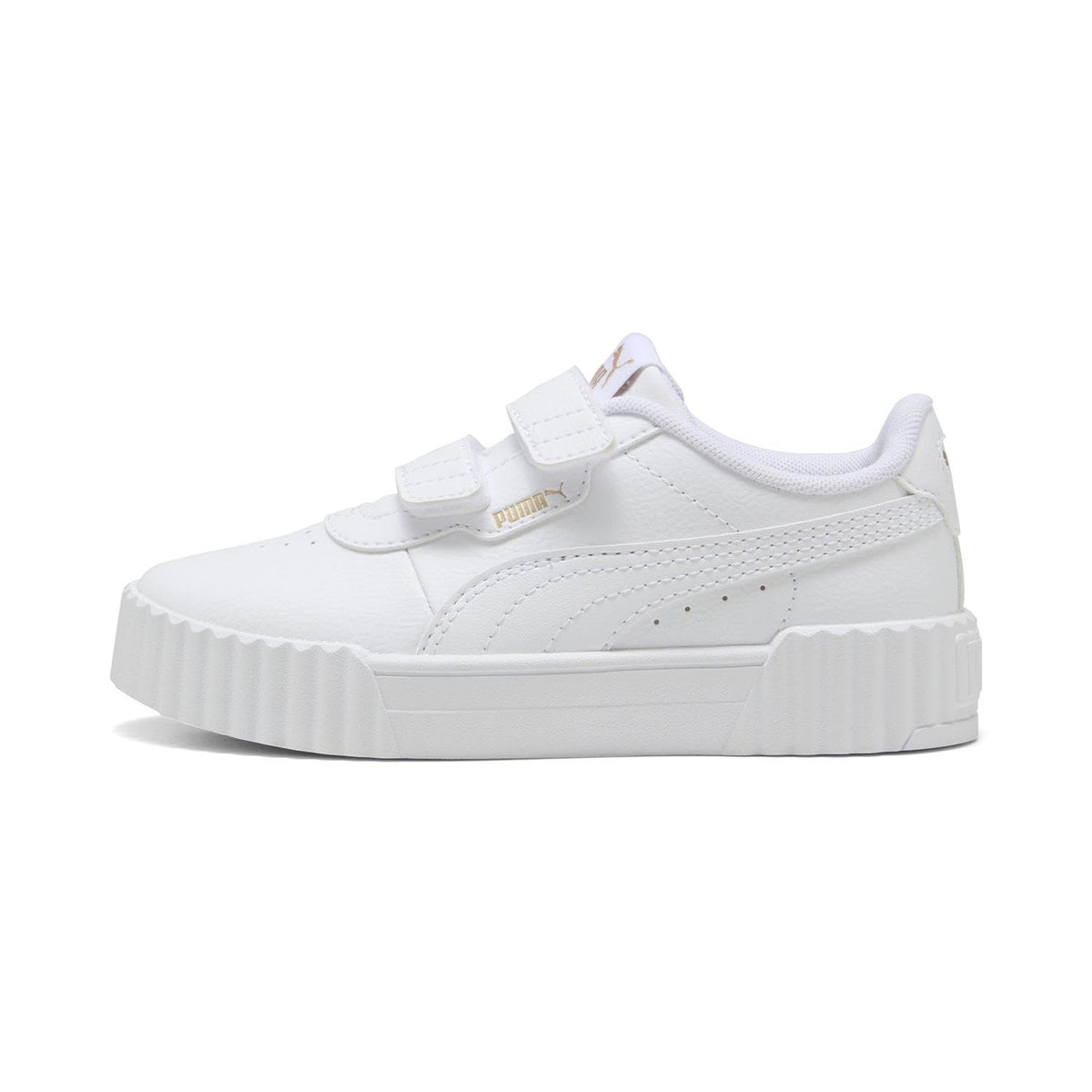 PUMA Carina 3.0 V PS Tenis para Niña - 18.0 cm - PUMA White-PUMA Gold