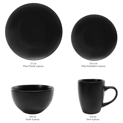 Le Bonne Table by Crown Baccara - Vajilla de Cerámica, de 16 piezas, 4 personas