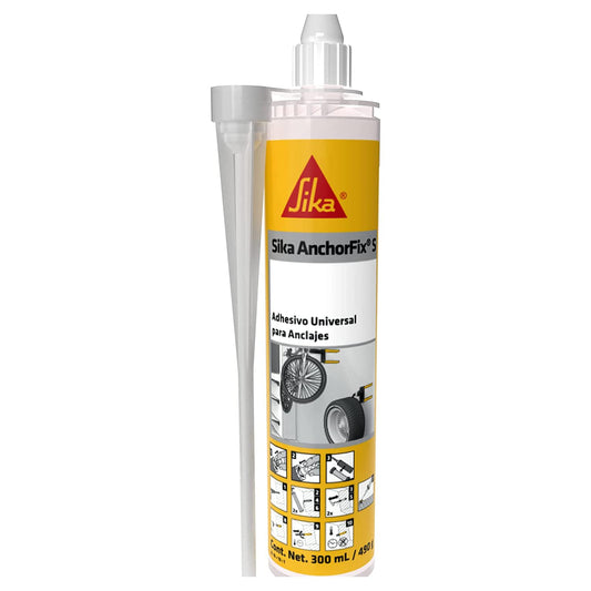 Sika - Adhesivo y fijador Anchorfix S - Adhesivo multipropósito de curado rápido para anclajes - Alta capacidad de carga para interior y exterior - Pega de elementos no estructurales - Gris - 300 ml
