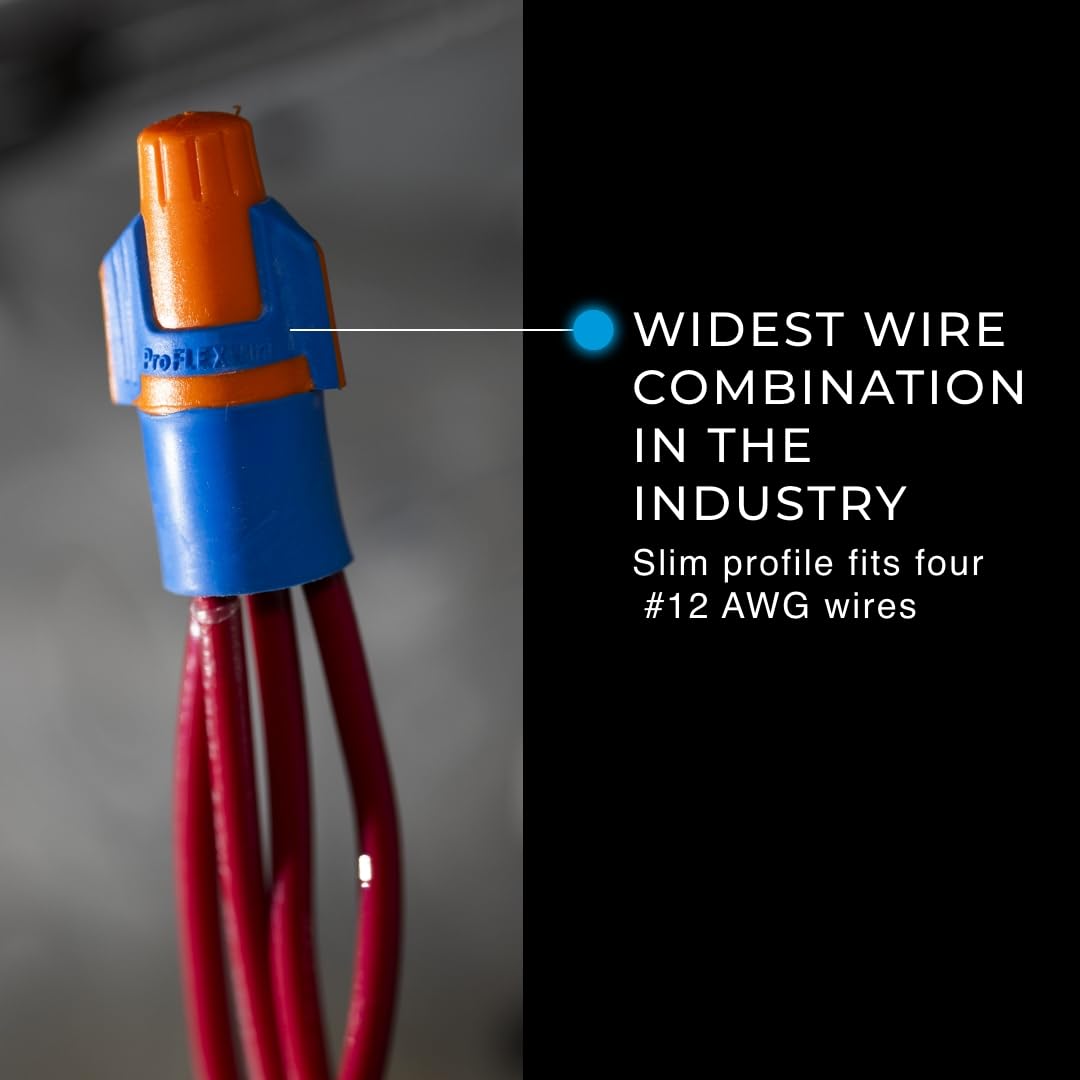 Ideal Twister ProFLEX Mini Conector de Alambre 30-343 | Naranja/Azul, Caja de 100, 22 a 12 AWG, Comfort SureGrip, Falda Flexible