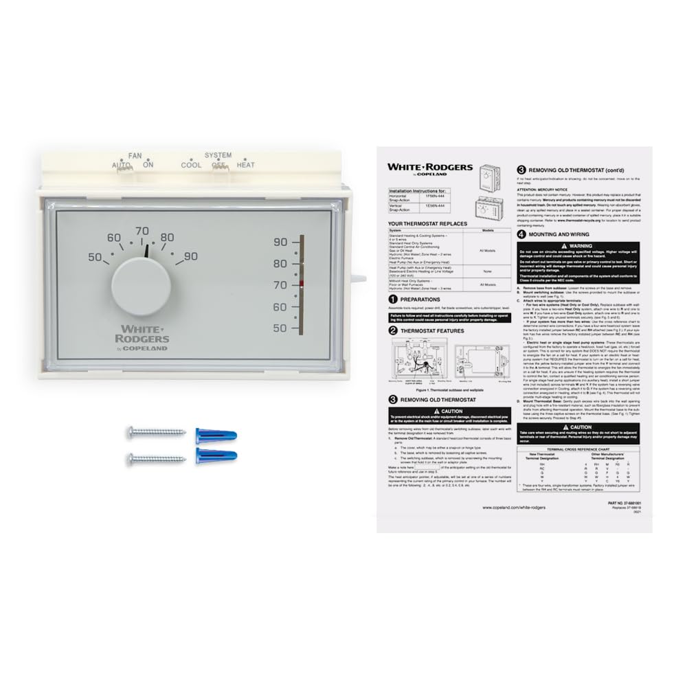 White Rodgers Emerson 1F56N-444 Mechanical Heating and Cooling Thermostat
