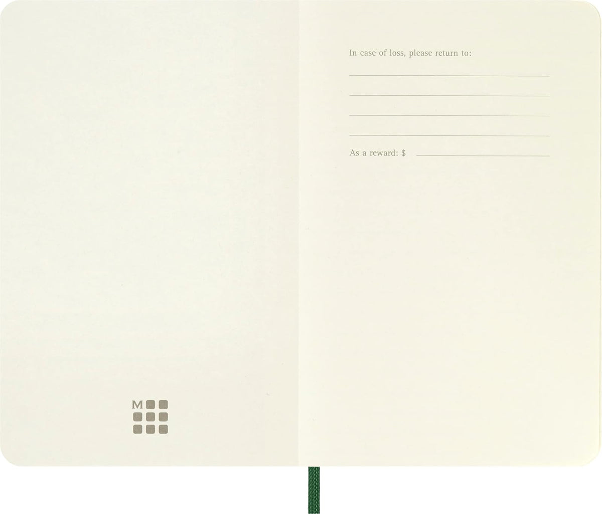 Moleskine Classic Notebook, Soft Cover, Pocket (3.5" x 5.5") Plain/Blank, Myrtle Green, 192 Pages, Pequeño