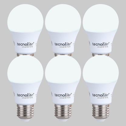 Tecnolite Paquete de 6 Focos LED 5 W A19 - Luz de Día, Base E27, No atenuables