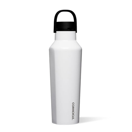 CORKCICLE | Sport Termo Deportivo | 20 oz (591 ml) | Botella de Agua Térmica | Mantiene las bebidas: Frío 25 h/Caliente 12 h | Acero Inoxidable | Color: Blanco Brillante