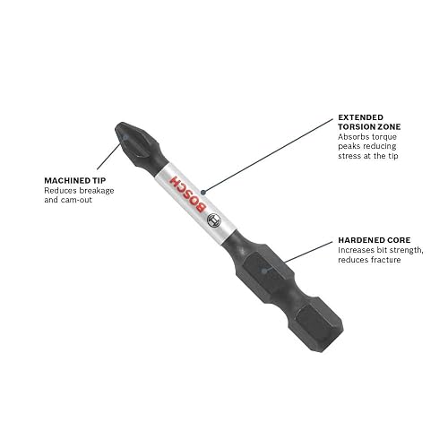 BOSCH ITPH335B - Paquete de 10 piezas de 3 1/2” Phillips #3 - Puntas de impacto para atornillar con alta resistencia