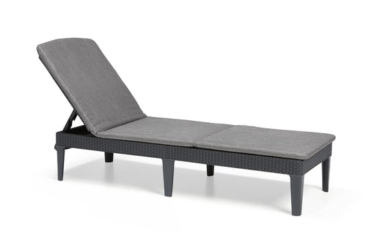 Keter Camastro Jaipur con Cojin, Ratán Sintético, Reclinable, Diseño Ergonómico Y Resistente A La Intemperie, para Jardín, Terraza O Piscina