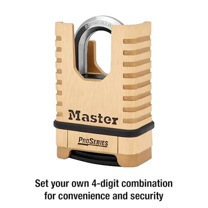 Master Lock, latón, candado, ProSeries Set Your Own Combination Lock, 2-1/4 pulgadas Wide, 1177D