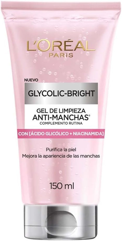 L'Oréal Paris Glycolic Bright Crema de Noche Antimanchas, 50 ml - Gel Limpiador
