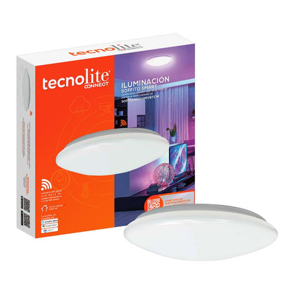 Tecnolite Connect - Lámpara Plafón LED Inteligente WiFi 30 W, Luz RGB + Blanca, Atenuable, Compatible con App móvil, Alexa, Google y Siri, Lámpara Interior de Techo