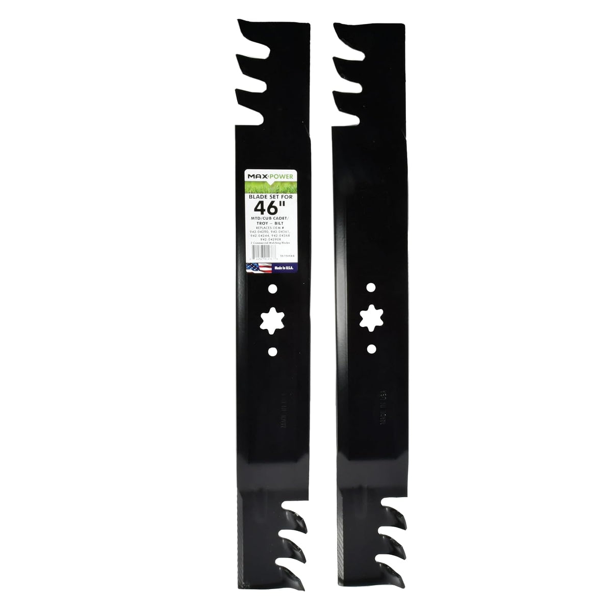 Maxpower 561544XB - Juego de 2 Cuchillas para MTD de Corte de 46 Pulgadas, Cub Cadet, Troy-Bilt, 742-04290-X, 942-04290-X, 942-04361, Negro