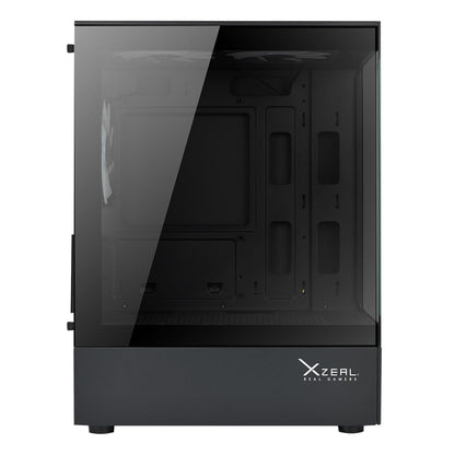 Gabinete Xzeal X-Zynergy M-ATX/ITX 1xUSB1.0 + 1x USB3.0 + 3.5 mm + 3 Fans RGB Negro