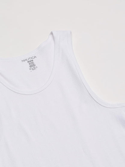 Nautica 4 Pack Ribbed Cotton Tank Undershirts Camiseta Hombre