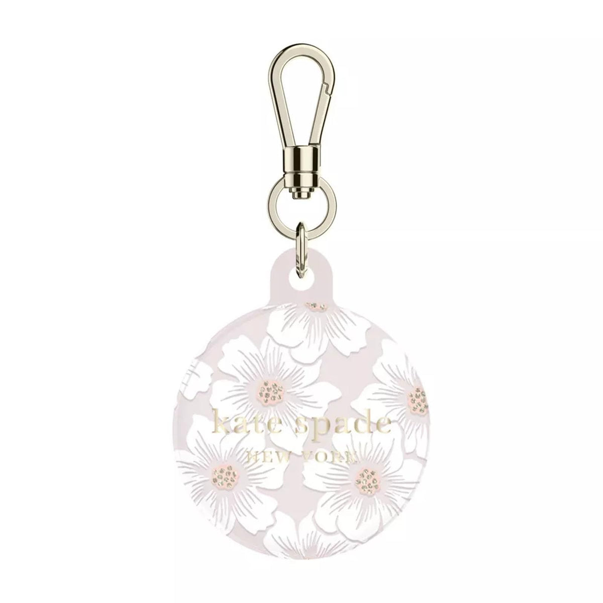 Kate Spade New York Estuche para AirTag con Clip de Anillo Dorado, Hollyhock Cream