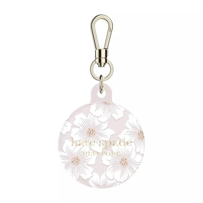Kate Spade New York Estuche para AirTag con Clip de Anillo Dorado, Hollyhock Cream