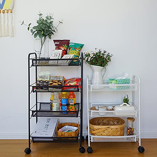 odbo Carrito de Almacenamiento de Cocina Estante de Almacenamiento de Múltiples Capas de Suelo Doméstico Estante de Verduras Estante de Almacenamiento Extraíble de Dormitorio (Blanco 3 Pisos)