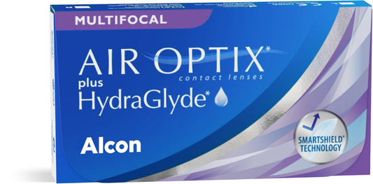 Air Optix plus HydraGlyde Multifocal Lentes de Contacto, 6 lentes, Dioptrías -7.5 Potencia de Adición de Lente Media