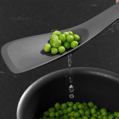 Joseph Joseph - Utensilio de cocina de silicona 5 en 1, cuchara ranurada, volteador, herramienta de corte, cuchara sólida y espátula en un solo color gris