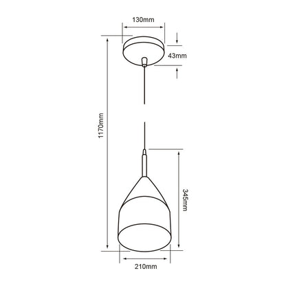 Tecnolite Lámpara Colgante, Luz Colgante de Techo Moderna, Base E27, Color Negro, 100 - 240 V,