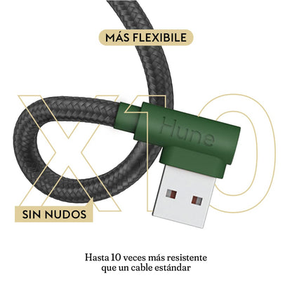 Cable Tipo C Hune Sustentable Carga Rápida Y Datos 90 Grados (Bosque)