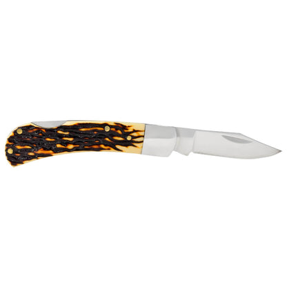 Navaja Wallis K901494 | Hoja Lisa Acero Inoxidable 3CR13, Mango Tipo Cuerno de Venado, Bloqueo Manual Push, 52 HRC