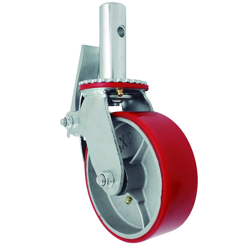 Dogotuls ZF5154 Rodaja para Andamio de Fierro con Poliuretano PU Giratoria con Freno, 6"