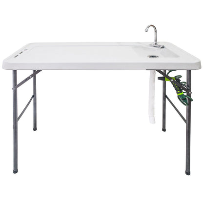 Goplus - Grifo Plegable para Mesa de Pescado con rociador y Manguera de Drenaje