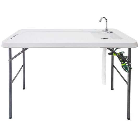 Goplus - Grifo Plegable para Mesa de Pescado con rociador y Manguera de Drenaje