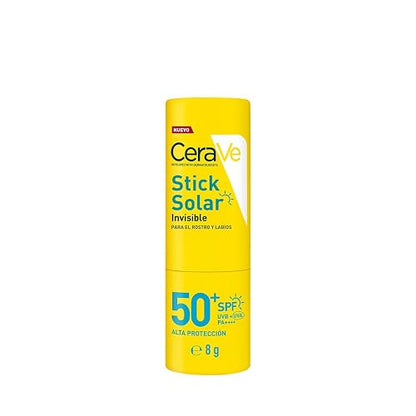 CeraVe Stick Solar Invisible 50FPS alta protección solar para rostro y labios 8g