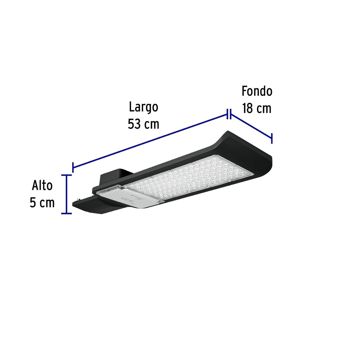 Volteck SUB-841L, Luminario suburbano plano LED 100 W alta intensidad, cuerpo de aluminio, luz blanca fría 6500K, IP 65, color negro
