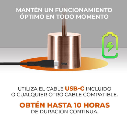 Tecnolite - Lámpara de Mesa LED 3 W Portátil, Recargable, Luz Blanca Ajustable y Atenuable Táctil, Lámpara Interior para Restaurante