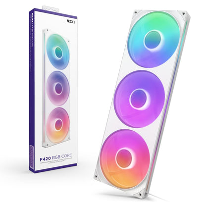 NZXT F420 RGB Core - Unidad de ventilador de un solo marco de 420 mm con 3 ventiladores RGB de 140 mm - Control de velocidad e iluminación, alta presión estática y flujo de aire, rodamientos dinámicos