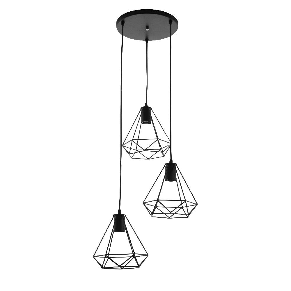 MAXXI MX-CL8029 Candil Decorativo Techo, Acero Terminado, color Negro, 3 Piezas