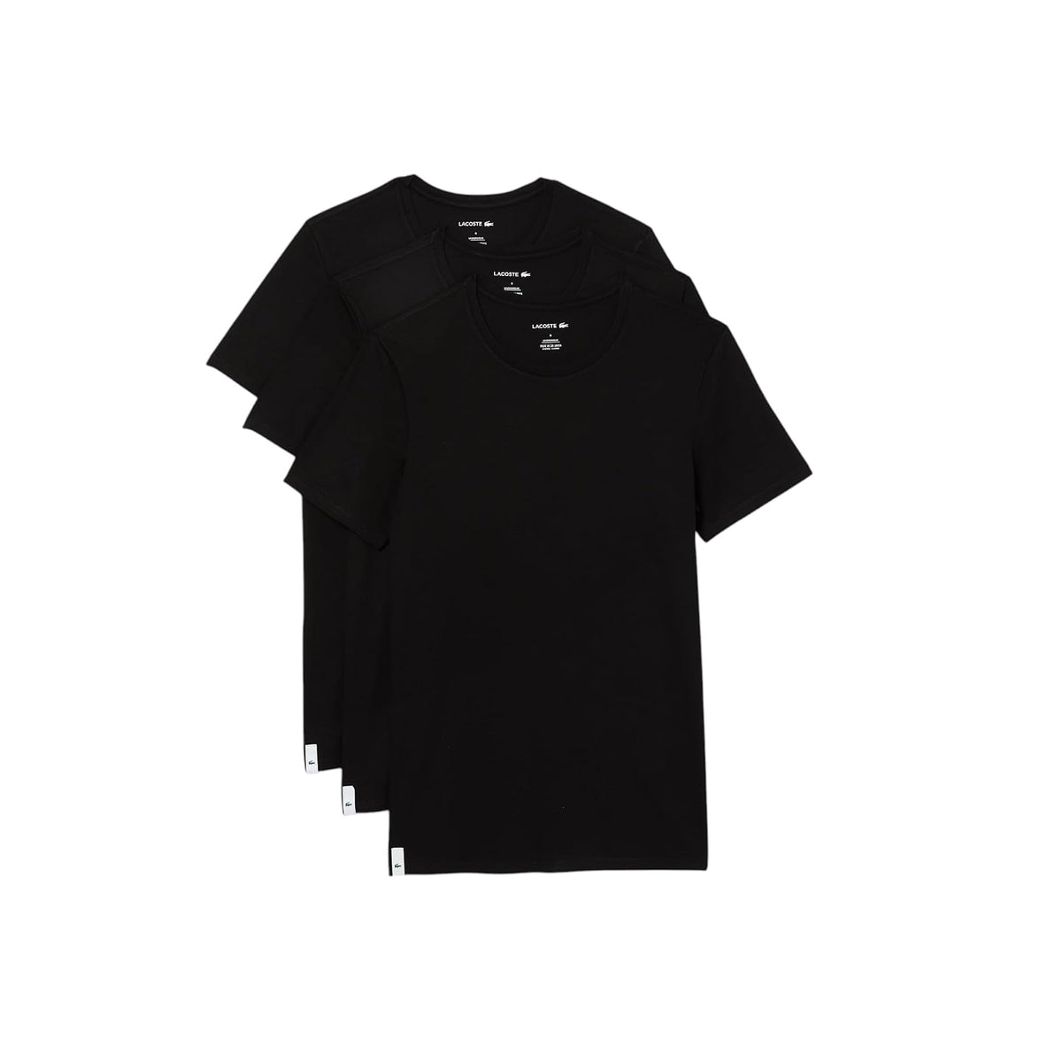 Lacoste Paquete de 3 Playeras Cuello Redondo de Algodón para Hombre - 2XG - Negro