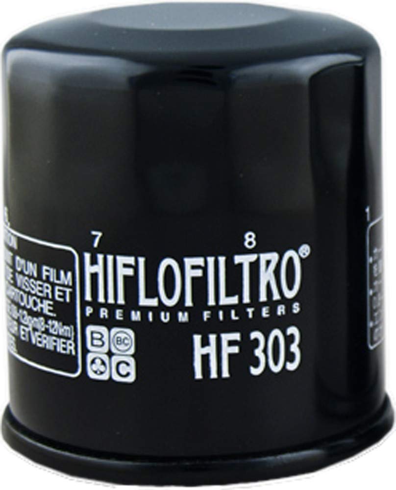 Hiflofiltro Filtro de Aceite Estándar de Alta Calidad HF303, Negro | Negro, compatible con múltiples modelos Honda, Kawasaki, Polaris, Yamaha