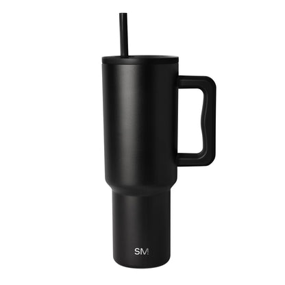 Simple Modern Trek Vaso Térmico con Asa y Popote, Acero Inoxidable, 890-1180 ml - 1180 ml - - Midnight Black